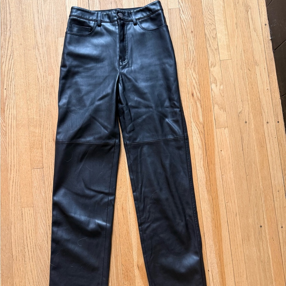 Mango Black Leather-Style Trousers